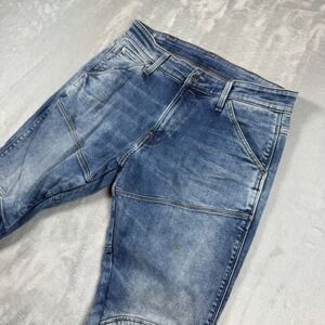 G Star Raw Jeans Mens 34x32 (31x32) Blue Denim 5620 3D Skinny Double Knee